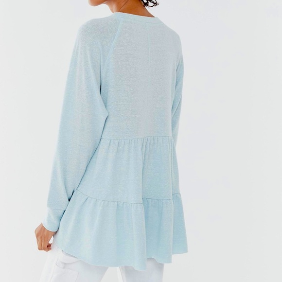 NWOT Urban Outfitters UO Poppy Long Sleeve Babydoll Tiered Top BLUE - SIZE M - Picture 4 of 5